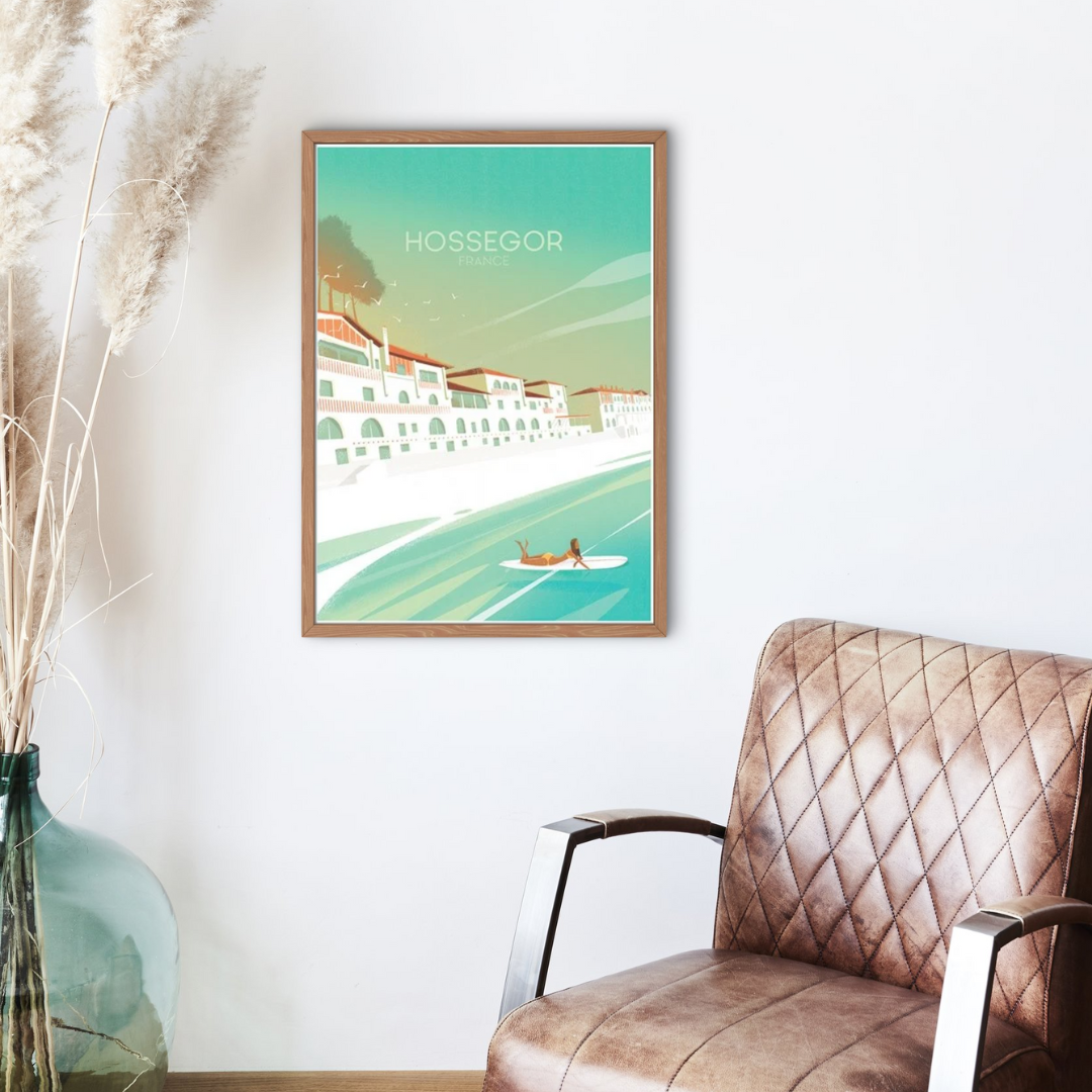 Affiche « Hossegor » La Plage Centrale (blue sky)