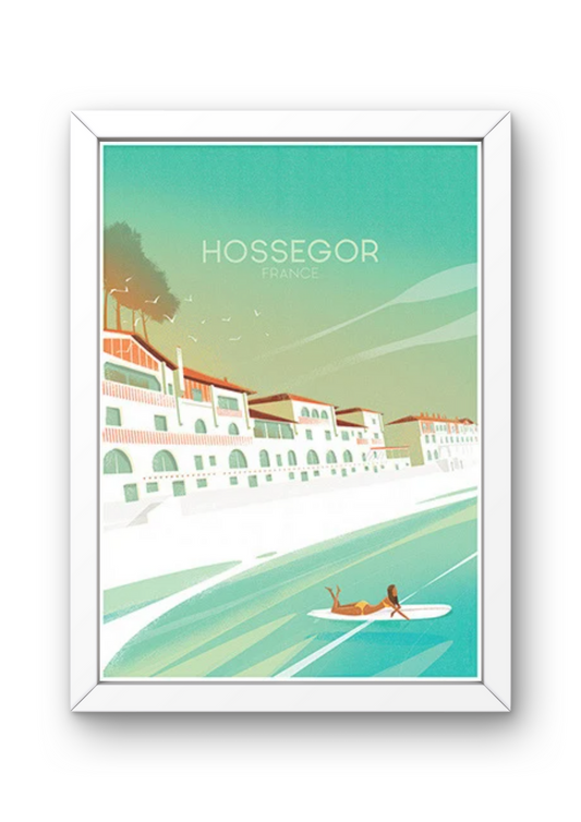 Affiche « Hossegor » La Plage Centrale (blue sky)
