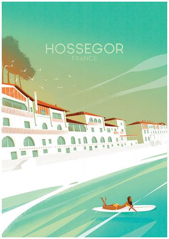 Affiche « Hossegor » La Plage Centrale (blue sky)